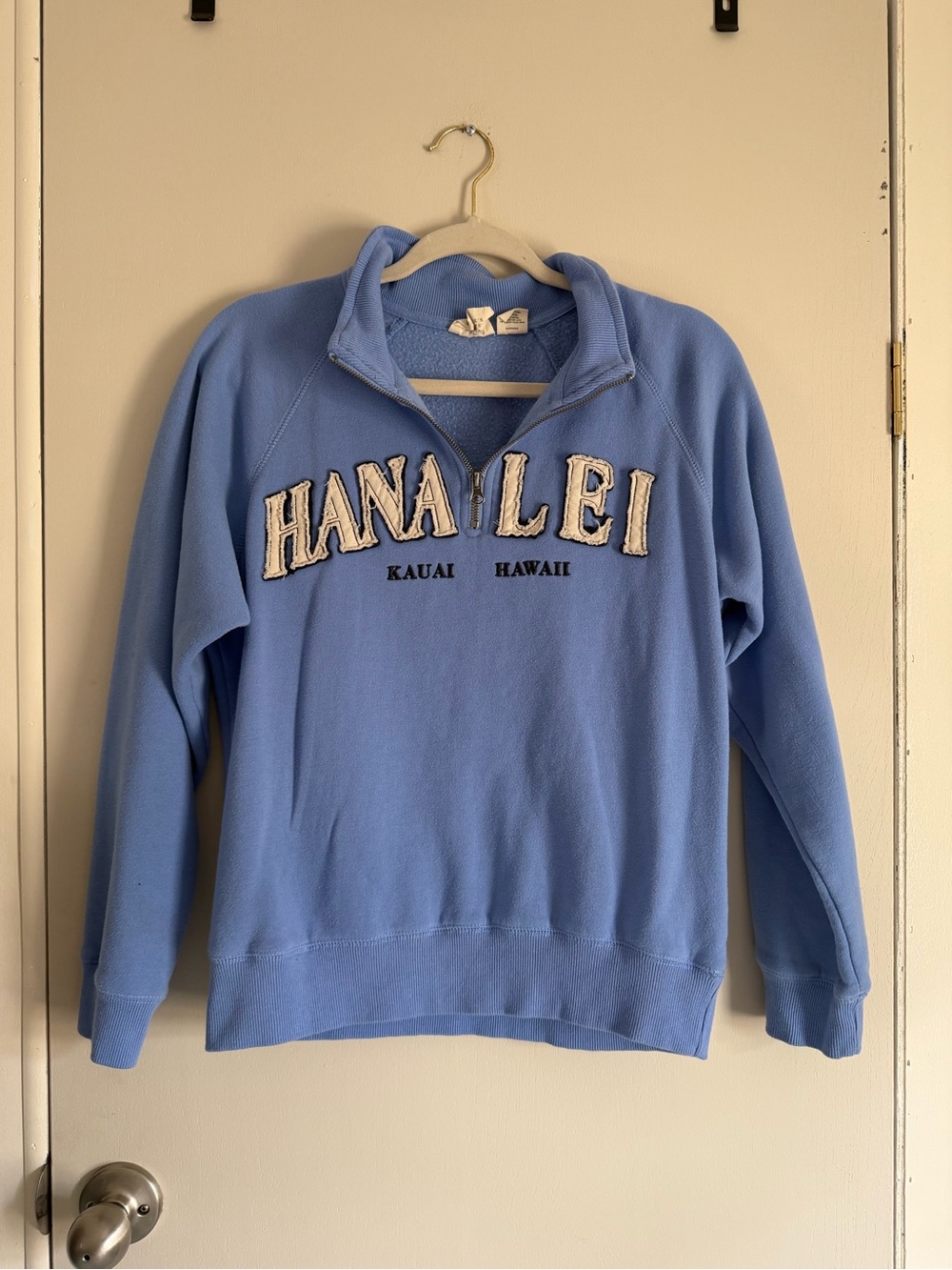 Hanalei Kauai Hawaii Quarter-Zip Pullover Sweater - Light Blue